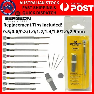 Professional Watchmakers BERGEON 30080 Screwdriver 0.50 - 2.50mm Swiss Made AU • $37.99