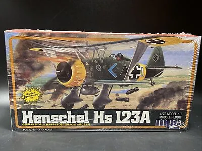 Vintage Model Kit MPC Henschel Hs 123A German WWII Biplane 1/72 1-4011 Sealed • $18