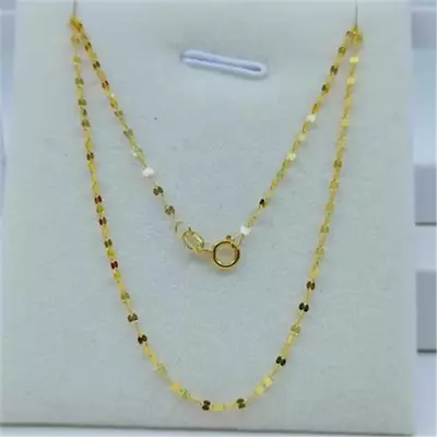 Real Pure 18K Yellow Gold Chain Women Thin Kiss Lip Link Necklace 16inch L • $59.90