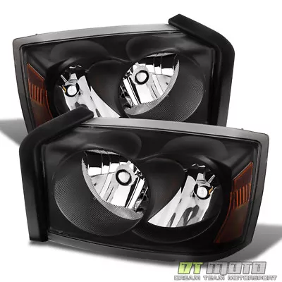 Black 2005-2007 Dodge Dakota SLT ST Replacement Headlights Headlamps Pair 05-07 • $107.99