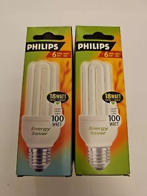 2x Phillips 18 Watt Energy Saving Light Bulb E27 ES • £10.50