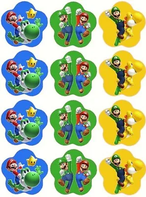 24 Super Mario Cake Toppers Edible Party Decorations • £2.38