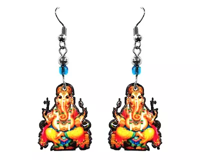 Ganesha Earrings Spiritual Art Elephant God Hindu Religious Boho New Age Jewelry • $13.99