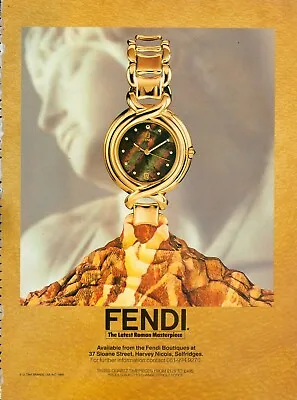 FENDI Watch Magazine Print Ad Jewelry  Accessory  VTG 1990 • $14.99