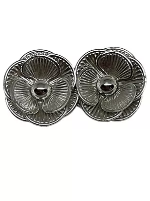 Vintage Coro Clip On Earrings Silvertone Flowers Huggies • $15