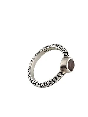 Sterling MICHAEL DAWKINS Ring Modernist Pebbled Design W/ Garnet Stone Size 10 • $59