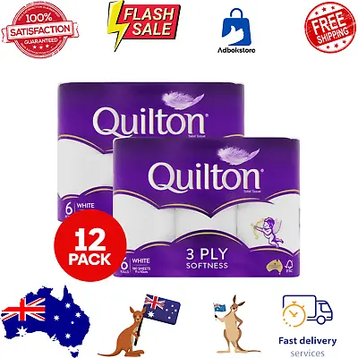 $12.69 • Buy 2x Quilton 3 Ply Softness Bathroom Toilet Paper Rolls Thick & Absorbent 6pk