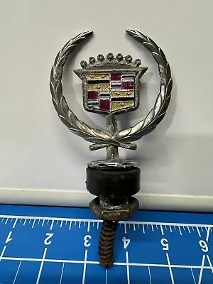 Vintage Cadillac Hood Ornament With Wreath Used With Bolt And Washers Silver • $25