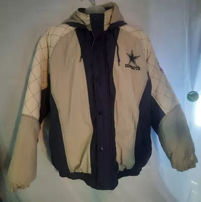 Vintage Dallas Cowboys Jacket Starter Hoodie Puffer Coat Full Zip NFL Men Sz XL • $59.99