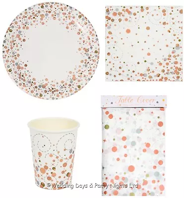 £4.25 • Buy Sparkly Rose Gold + White Tableware Party Decor Wedding Birthday Engagement