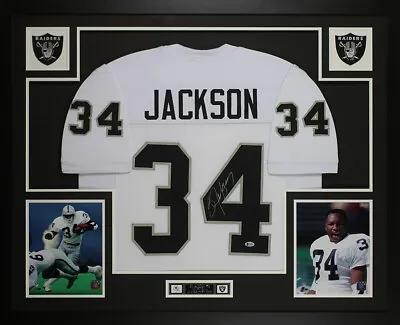 Bo Jackson Autographed & Framed White Raiders Jersey Auto Beckett COA D17 • $795