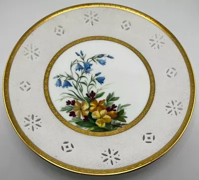 £420.27 • Buy Mintons Hand Painted Floral Cabinet Plate With Textured And Gold Rim