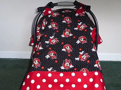 **MINNIE MOUSE** W/bows & Polka Dots  Handmade Baby Car Seat Canopy-Cover  • $54.99