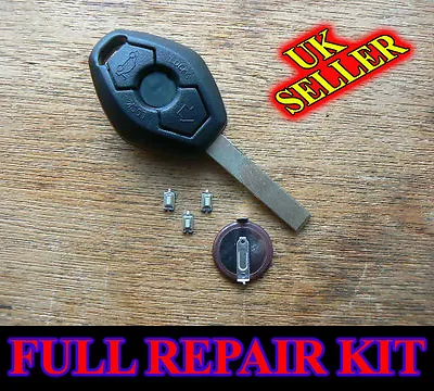 FOR BMW 3 BUTTON Remote Key Fob Case E46 3 5 7 Z3 FULL REPAIR KIT With Battery • $10.72