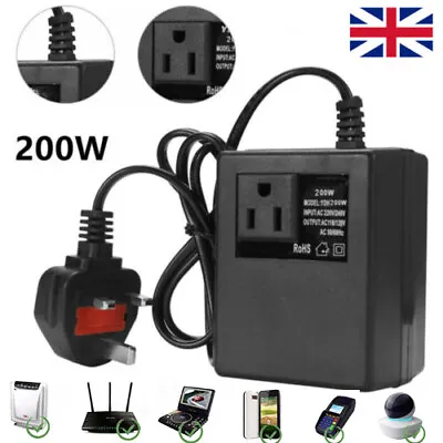 Step Down Power Voltage Converter Transformer 200W 220V/240V To 110V/120V UKPLUG • £13.29