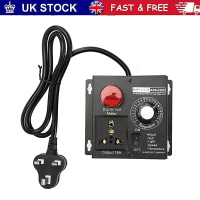 £19.99 • Buy AC 220V 4000W Variable Voltage Regulator Speed Motor Fan Control Controller UK 