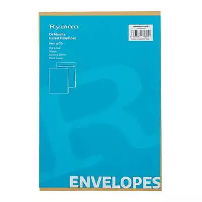 Ryman Manilla Gusset Envelope 130gsm C4 Pack Of 50 • £15.99