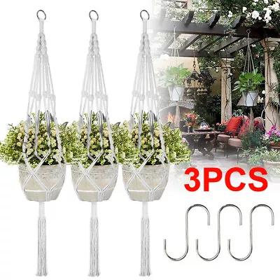 3PCS Garden Macrame Plant Hanger Hanging Planter Basket Rope Pot Holder Decor • £6.99