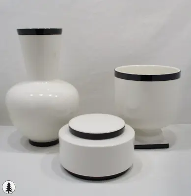 H&M Home Porcelain 3pc Collection Vase Planter Decorative Box Modern White • $157.50