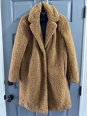 J.CREW Teddy Sherpa Topcoat Women’s S Small AB913 Camel Brown • $90
