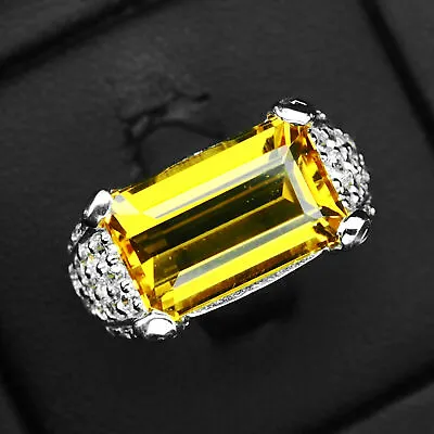 Stunning Citrine Yellow 10.10 Ct. 925 Sterling Silver Handmade Statement Ring • $24.99