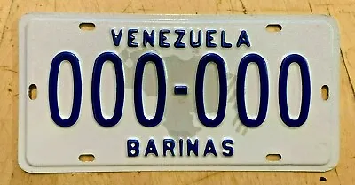 Rare!  Venezuela  Graphic  Auto Sample License Plate   000 000   Barinas Vz  • $49.99