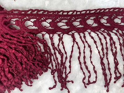 2 Yards Burgundy Cotton VENISE Fringe Trim Lace 6  Wide • $4.89