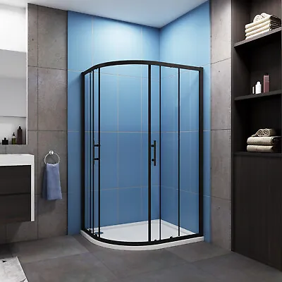 Bathroom Matt Black Quadrant Shower Enclosure Shower Door Safety 5mm Glass • £147