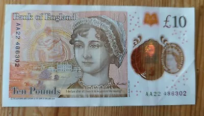 “AA22” First Prefix Bank Of England £10 Polymer Ten Pounds Collectable Rare Note • £22