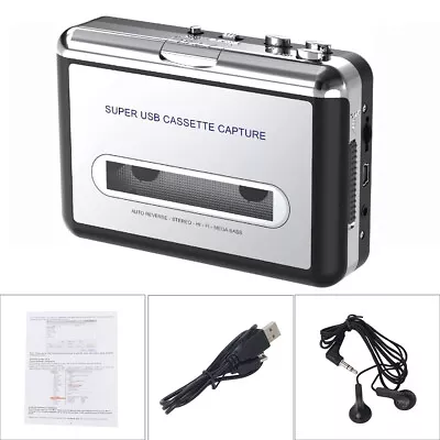 USB Cassette Player Tape To MP3 File Capture Converter For IPod CD Burn Audio • £17.99