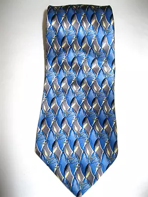 Murano Necktie Men's Extra Long Blue Gray Black Cream Silk Tie Stunning Pattern • $8.99