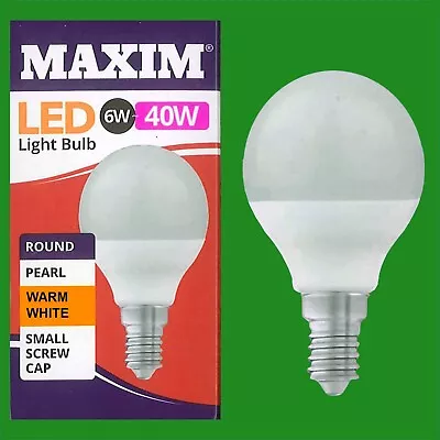 6x 6W G45 Golf Ball LED Light Bulb Round E14 SES 2700K Warm White Lamp • £10.99