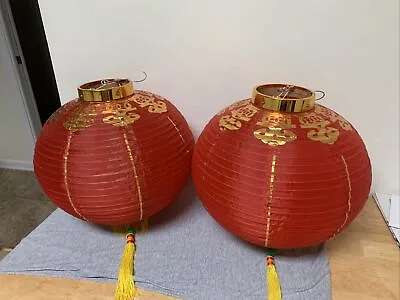 Vintage Chinese Red & Gold Fabric Collapsible Lantern Decoration Lot • $199.99