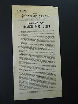 Original D Day 6th June African Standard Special Germans Say Invasion Has Begun • $574.64