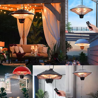 £69.95 • Buy 2-3KW Patio Heater Electric Ceiling Hanging Garden Warmer Halogen & Remote Lamp