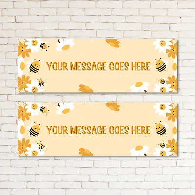 2 Personalised Sweet Bees & Daisies Kids Adult Party Banner Event Decor Occasion • £3.69