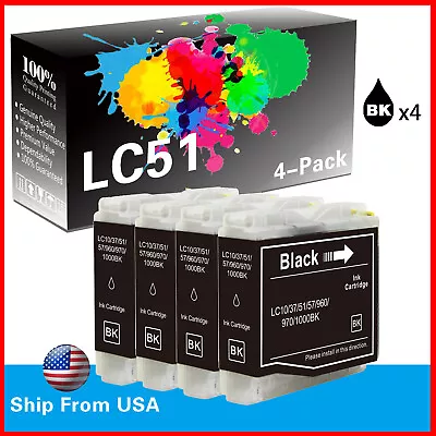 4PK LC51 Ink Cartridge LC-51 Black For MFC-230C MFC-240C MFC-440CN Printer • $5.99