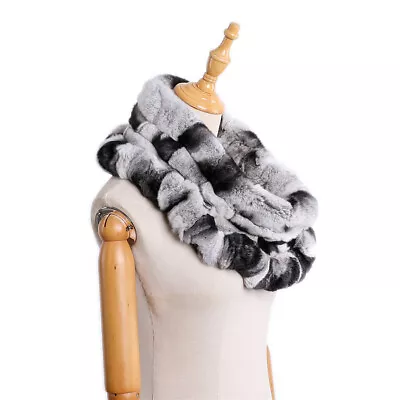 Winter Real Rex Rabbit Fur Loop Infinity Scarf Ring Scarves Cowl Mufflers Snood • $29.99