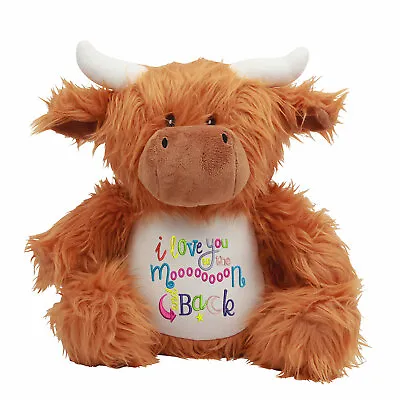 Large Highland Cow Personalised Soft Plush Teddy Embroidered & Your Name  39cm  • £24.95