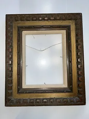 Vintage Carved Wood Gold Linen Picture Frame 16.75x19.75 (12x9 Inside) Detailed • $69