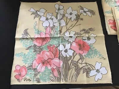 VERA NEUMANN Vintage Cloth Napkins (4) Pink Poppies? • $19.99