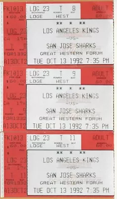 3 La Kings Vs San Jose Sharks 1992-93 Game Ticket Stubs Great Western Forum • $20