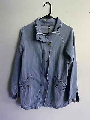 Zaful Forever Young Womens Size L Zip Button Up Long Sleeve Denim Jacket New • £19.23