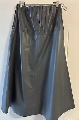 Country Road Leather Look Blue Midi Skirt Size 12 Fully Lined • $100