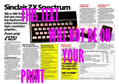 Sinclair ZX Spectrum 2-page Magazine Advert A3 Poster (270gsm Ilford Galerie) • £19.95