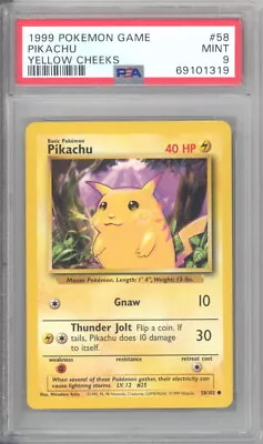 PSA 9 - Pokemon Card - Base 58/102 - PIKACHU (common) - MINT • $29.89