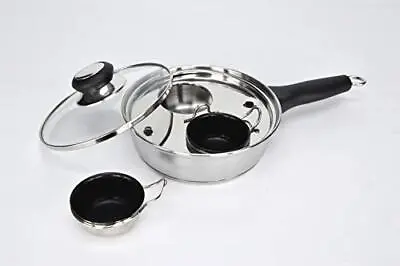 2 Cups Egg Poacher Pan Stainless Steel Poached Egg Cooker Perfect Egg Maker • £22.99