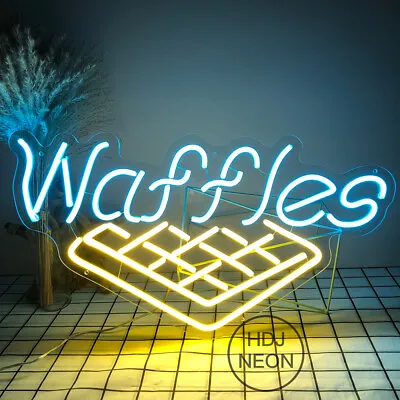 $158.90 • Buy 24  Custom Neon Signs Waffles Sign LED Night Light Sign For Home Shop  Sign