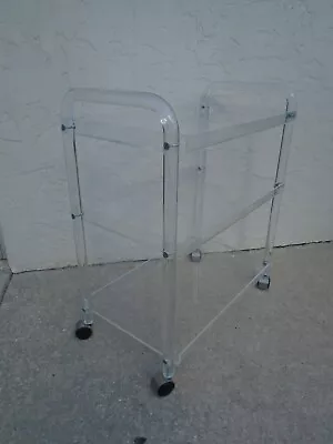 Art Deco Lucite Tea Service Cart Table Acrylic Bar Hollywood Regency Rolling Boh • $299