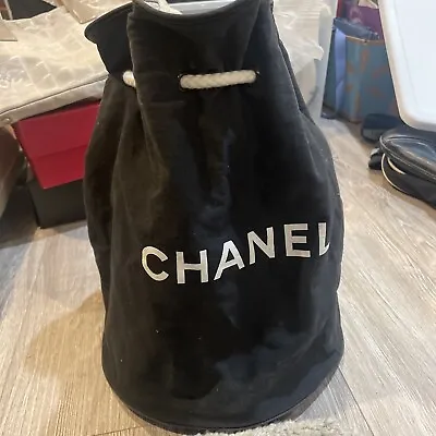 Chanel Bag Vintage Cotton Backpack Black White • $179